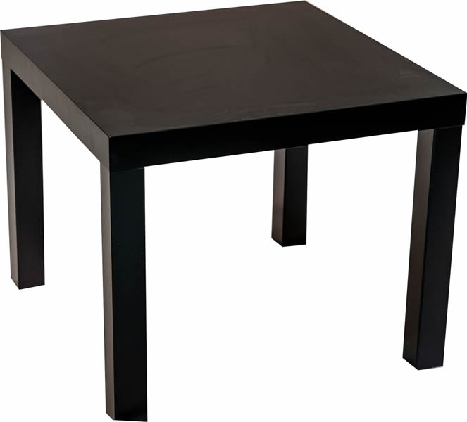 Tavolo quadrato in legno color nero laccato 55x55h. 46 cm